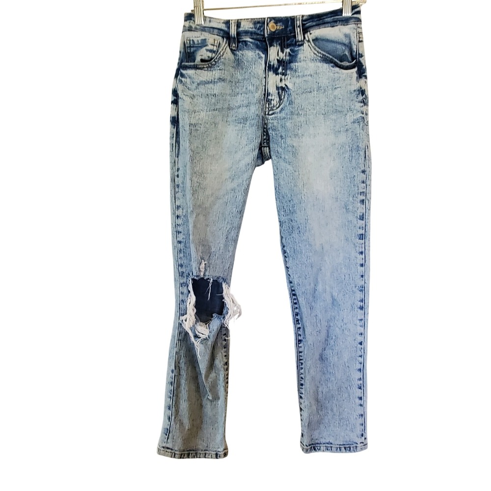 KanCan Signature Relaxed Fit Acid Wash Distressed Jeans‎ VBK1914A Blue Size 25
